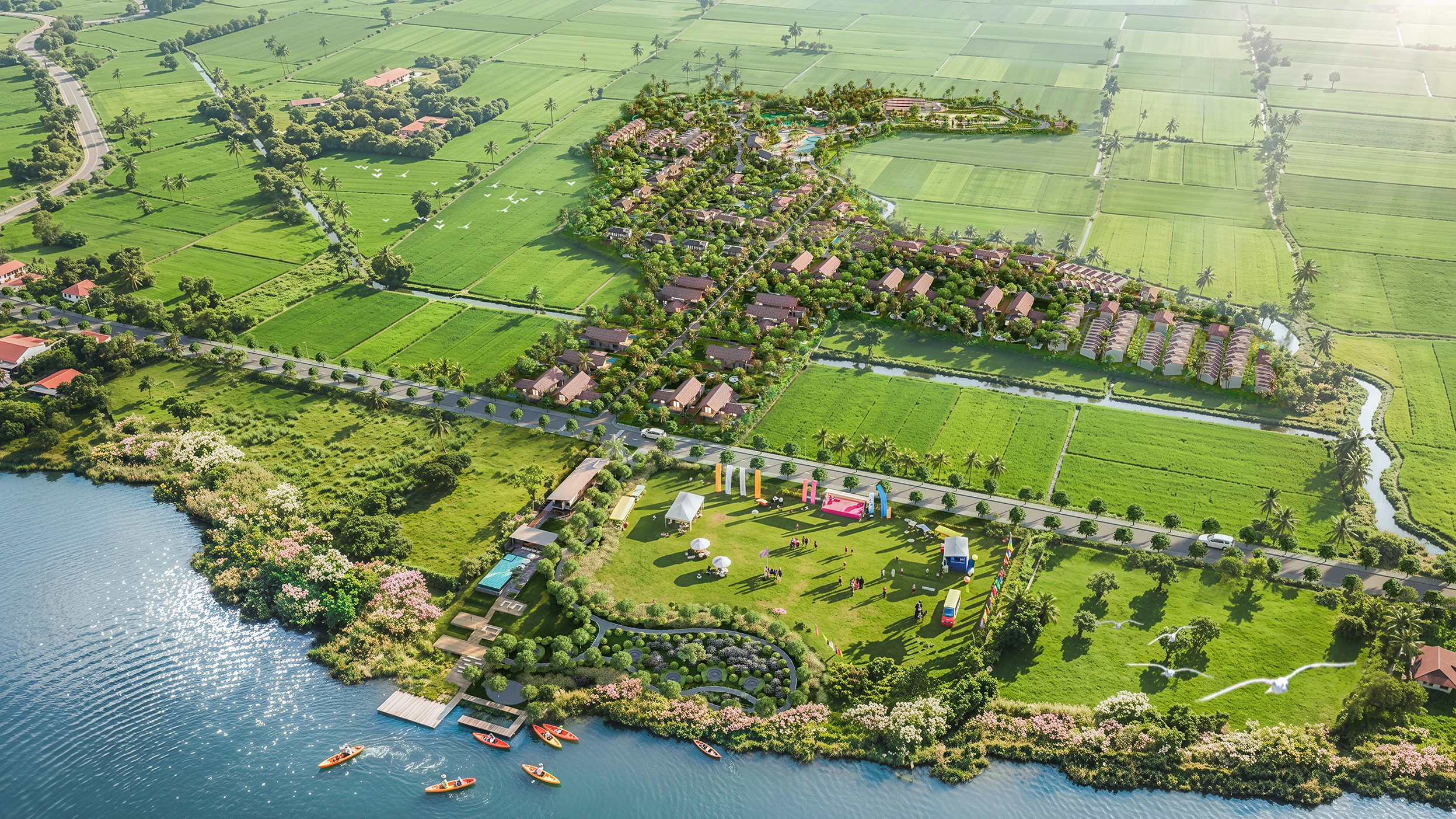 Phối cảnh 3D cận cảnh quần thể Saigon Farm Resort