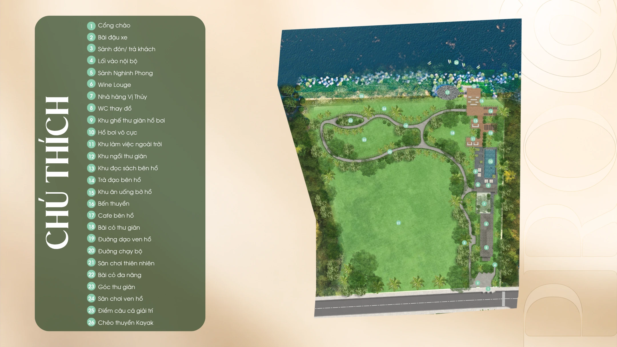 Sơ đồ tiện ích ven hồ Saigon Farm Resort