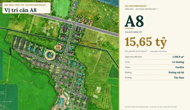 Bảng giá & Vị trí Lô A08