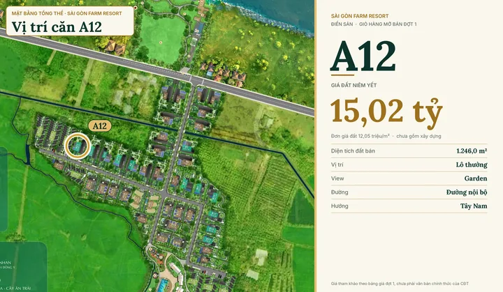 Bảng giá & Vị trí Lô A12