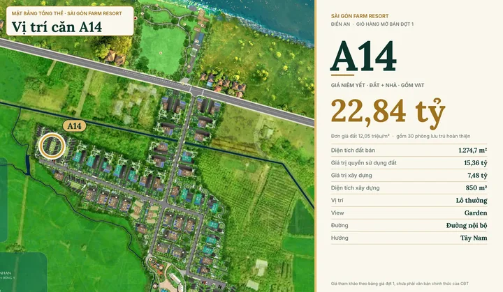 Bảng giá & Vị trí Lô A14