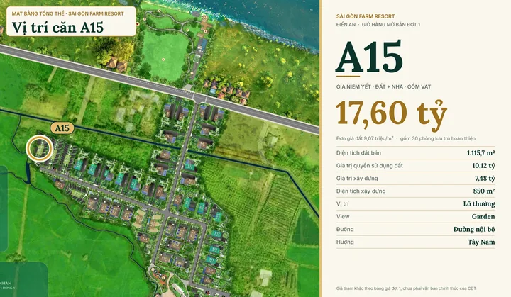 Bảng giá & Vị trí Lô A15