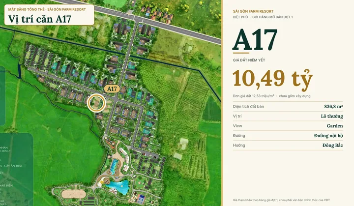 Bảng giá & Vị trí Mã căn A17 - Biệt Phủ Điền Trang