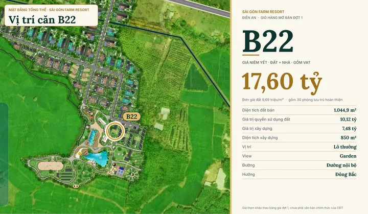 Bảng giá & Vị trí Lô B22